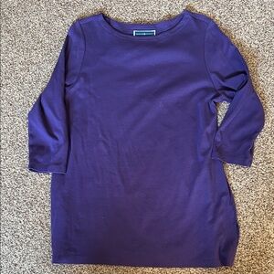 Karen Scott Purple 3/4 Sleeve Scoop Neck Cotton Top NWOT